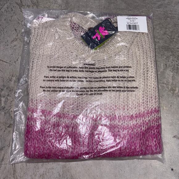 MARC JACOBS HEAVEN Pink OMbre Faded Hairy Sweater loose knit mohair sweater XL - Picture 2 of 9